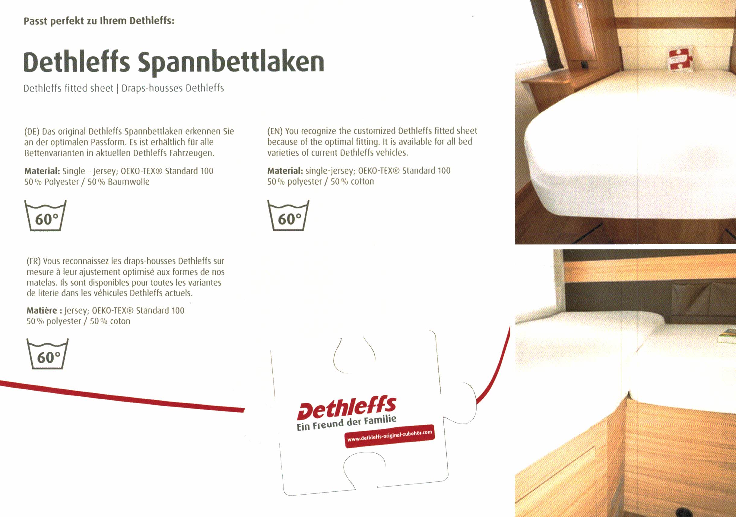 Dethleffs Spannbetttuch - A 7820 - Zusatzpolster unten - 135 x 590 x 515 mm